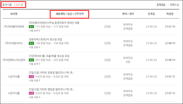 서울동부고용복지플러스센터-채용정보